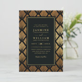 Luxury Geometric shells Elegant QR Code Wedding Kaart (Staand voorkant)