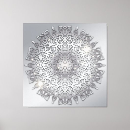 Luxury Gglozing Sparkouszilver Metallic Mandala Canvas Afdruk (Voorkant)