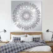 Luxury Gglozing Sparkouszilver Metallic Mandala Canvas Afdruk (Insitu (Slaapkamer))