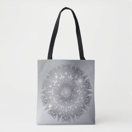 Luxury Gglozing Sparkouszilver Metallic Mandala Tote Bag (Voorkant)