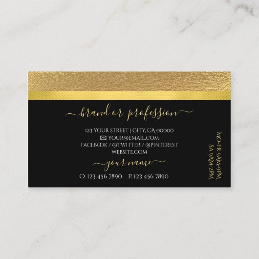 Luxury Girly Gold Glitter Luminous Stars op zwart Visitekaartje (Achterkant)