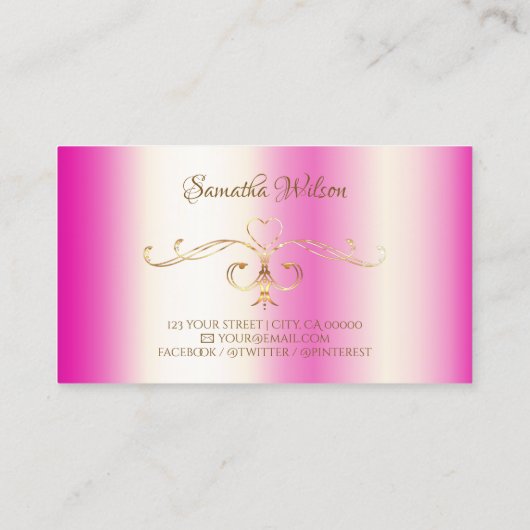 Luxury Girly Pink  Corner Ornamental Visitekaartje (Achterkant)