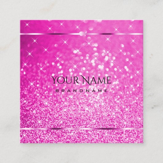 Luxury Girly Pink Glitter Luminous Stars Glamoureu Vierkante Visitekaartje (Voorkant)