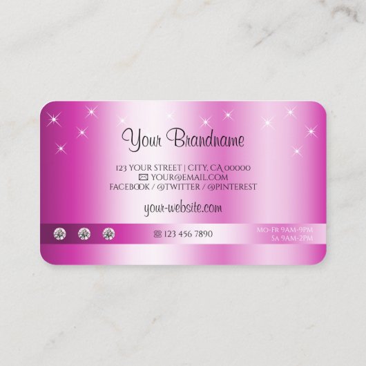 Luxury Girly Pink Glitter Sparking Stars Diamonds Visitekaartje (Achterkant)