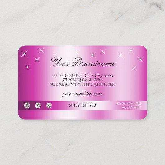 Luxury Girly Pink Glitter Sparking Stars Monogram Visitekaartje (Achterkant)