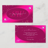 Luxury Girly Pink Glitter Stars Diamonds Initialen Visitekaartje (Voorkant / Achterkant)