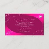 Luxury Girly Pink Glitter Stars Diamonds Initialen Visitekaartje (Achterkant)