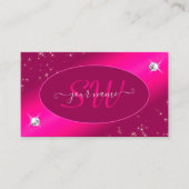 Luxury Girly Pink Glitter Stars Diamonds Initialen Visitekaartje (Voorkant)