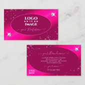 Luxury Girly Pink Glitter Stars Diamonds met Logo Visitekaartje (Voorkant / Achterkant)