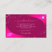 Luxury Girly Pink Glitter Stars Diamonds met Logo Visitekaartje (Achterkant)