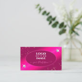 Luxury Girly Pink Glitter Stars Diamonds met Logo Visitekaartje (Staand voorkant)