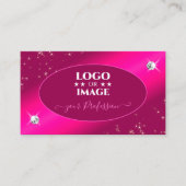 Luxury Girly Pink Glitter Stars Diamonds met Logo Visitekaartje (Voorkant)