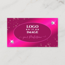 Luxury Girly Pink Glitter Stars Diamonds met Logo Visitekaartje