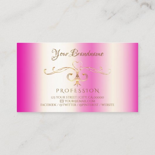 Luxury Girly Pink Gold  Corner met Initialen Visitekaartje (Achterkant)