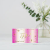 Luxury Girly Pink Gold  Corner met Initialen Visitekaartje (Staand voorkant)