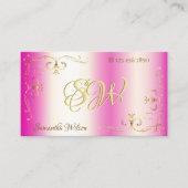 Luxury Girly Pink Gold  Corner met Initialen Visitekaartje (Voorkant)