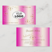 Luxury Girly Pink Gold  hoeken met Logo Visitekaartje (Voorkant / Achterkant)