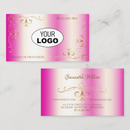 Luxury Girly Pink Gold  hoeken met Logo Visitekaartje