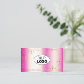 Luxury Girly Pink Gold  hoeken met Logo Visitekaartje (Staand voorkant)