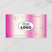 Luxury Girly Pink Gold  hoeken met Logo Visitekaartje (Voorkant)