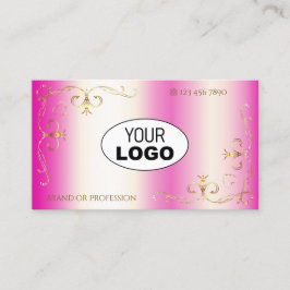 Luxury Girly Pink Gold  hoeken met Logo Visitekaartje