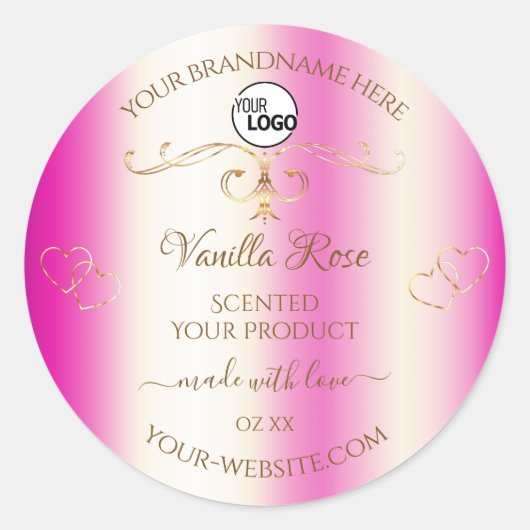 Luxury Girly Pink Gold Product Labels Logo (Voorkant)