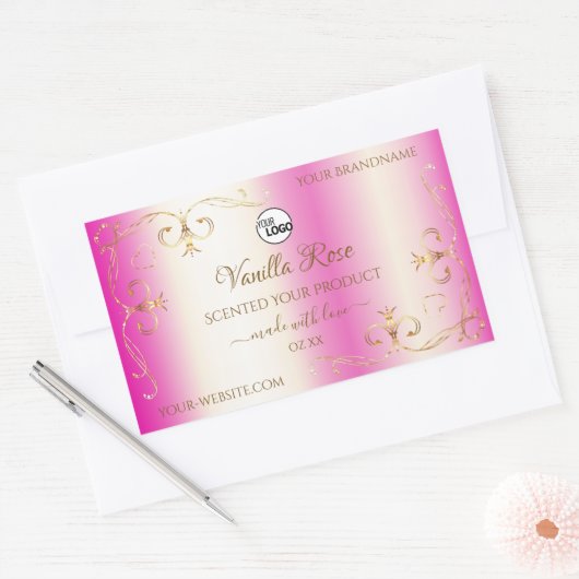Luxury Girly Pink Gold  Product Labels Logo (Envelop)