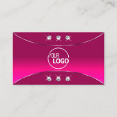 Luxury Girly Pink Silver Decor Diamonds en Logo Visitekaartje (Voorkant)