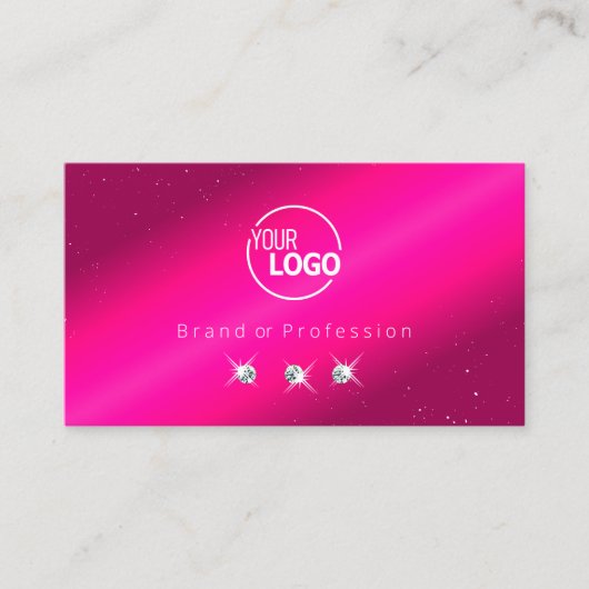 Luxury Girly Pink Sparkle Stars Diamonds met Logo Visitekaartje (Voorkant)