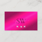 Luxury Girly Pink Sparkle Stars Diamonds Monogram Visitekaartje (Voorkant)