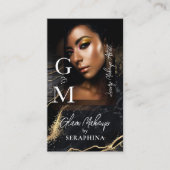 Luxury Glam Beauty Makeup Artist Black Gold Agate Visitekaartje (Voorkant)
