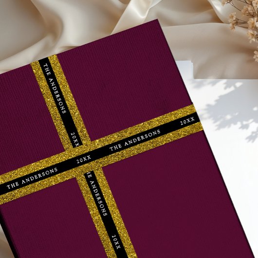 Luxury Glam Black And Gold Sparkle Glitter Typo Satijnen Lint