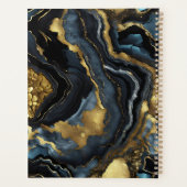 Luxury Glam Black Blue Gold Agate Marble Monogram Planner (Achterkant)