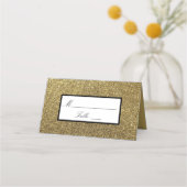 Luxury Glam Black en Gold Glitter Wedding Table Plaatskaartje (Voorkant)