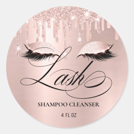 Luxury Glam Blush Roos Gold Lash Bath Cleanser Cla Ronde Sticker (Voorkant)