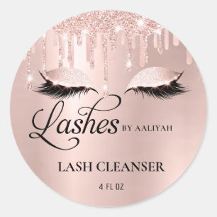 Luxury Glam Blush Roos Gold Lash Bath Cleanser Ronde Sticker