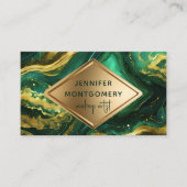 Luxury Glam Emerald Green and Gold Agate Marble Visitekaartje (Voorkant)