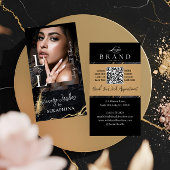 Luxury Glam Eye Lashes Extensions Black Gold Agate Visitekaartje