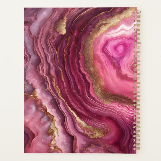 Luxury Glam Magenta Purple Agate & Gold Geode Planner (Achterkant)