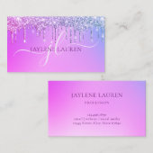 Luxury Glam Monogram Paars Visitekaartje (Voorkant / Achterkant)