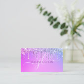Luxury Glam Monogram Paars Visitekaartje (Staand voorkant)