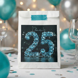 Luxury Glam Teal Blue 3D Bubble Gems 25th Birthday Bedankzakje