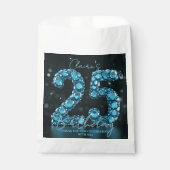 Luxury Glam Teal Blue 3D Bubble Gems 25th Birthday Bedankzakje (Voorkant)