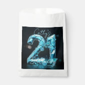 Luxury Glam Teal Blue Crystal 21st Birthday Party Bedankzakje (Voorkant)