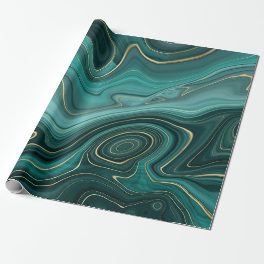 Luxury Glam Turquoise - Abstract patroon Cadeaupapier (Uitgerold)