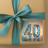 Luxury Glamorous Chic Teal Crystal 40th Birthday Vierkante Sticker