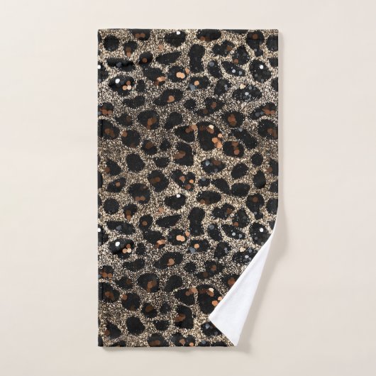 Luxury Glitter Brown Black Gold Leopard Pattern Bad Handdoek (Handdoek)