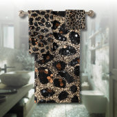 Luxury Glitter Brown Black Gold Leopard Pattern Bad Handdoek