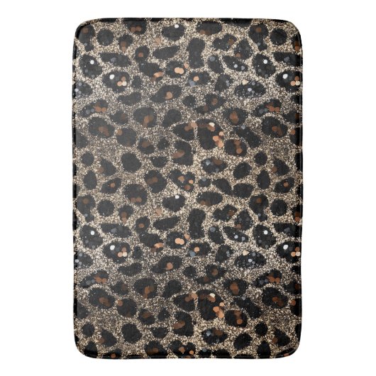 Luxury Glitter Brown Black Gold Leopard Pattern Badmat (Voorkant Verticaal)