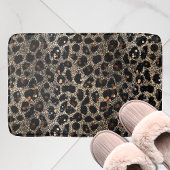 Luxury Glitter Brown Black Gold Leopard Pattern Badmat